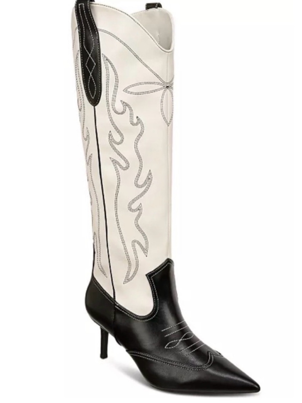 INC International Concepts Black and White Over-the-Knee Western Stiletto Boots